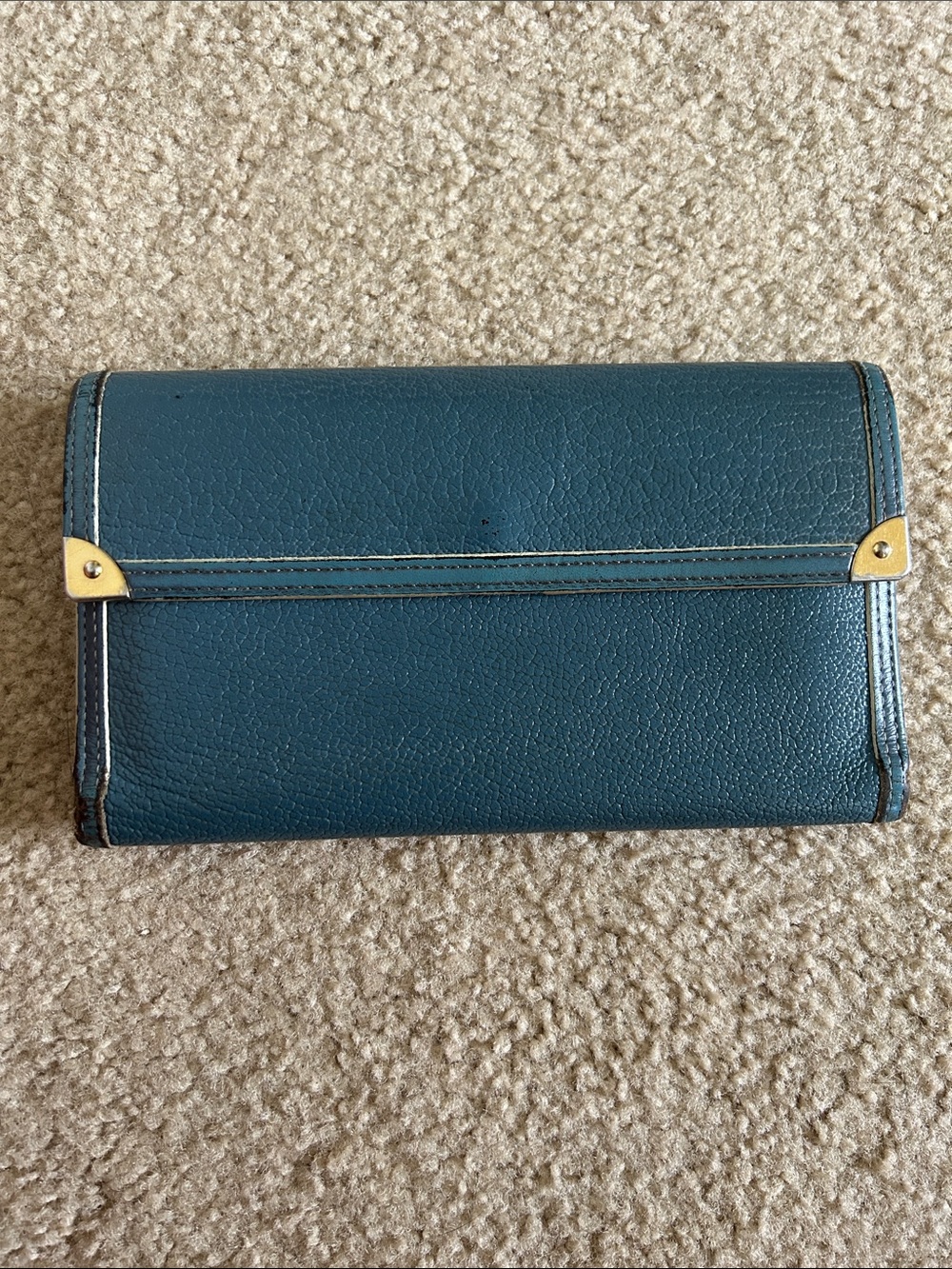 Louis Vuitton Teal Leather Continental Long Wallet -France